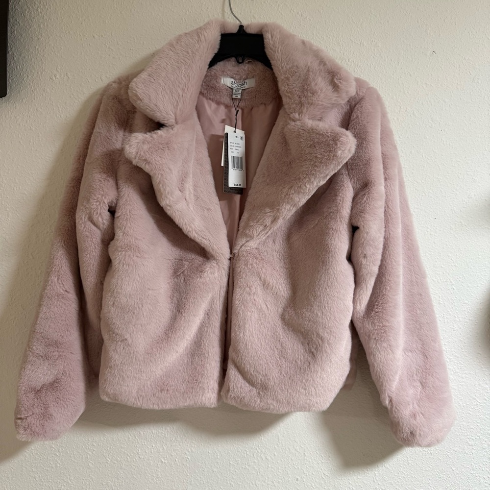 Women's Pink Faux Fur Jacket